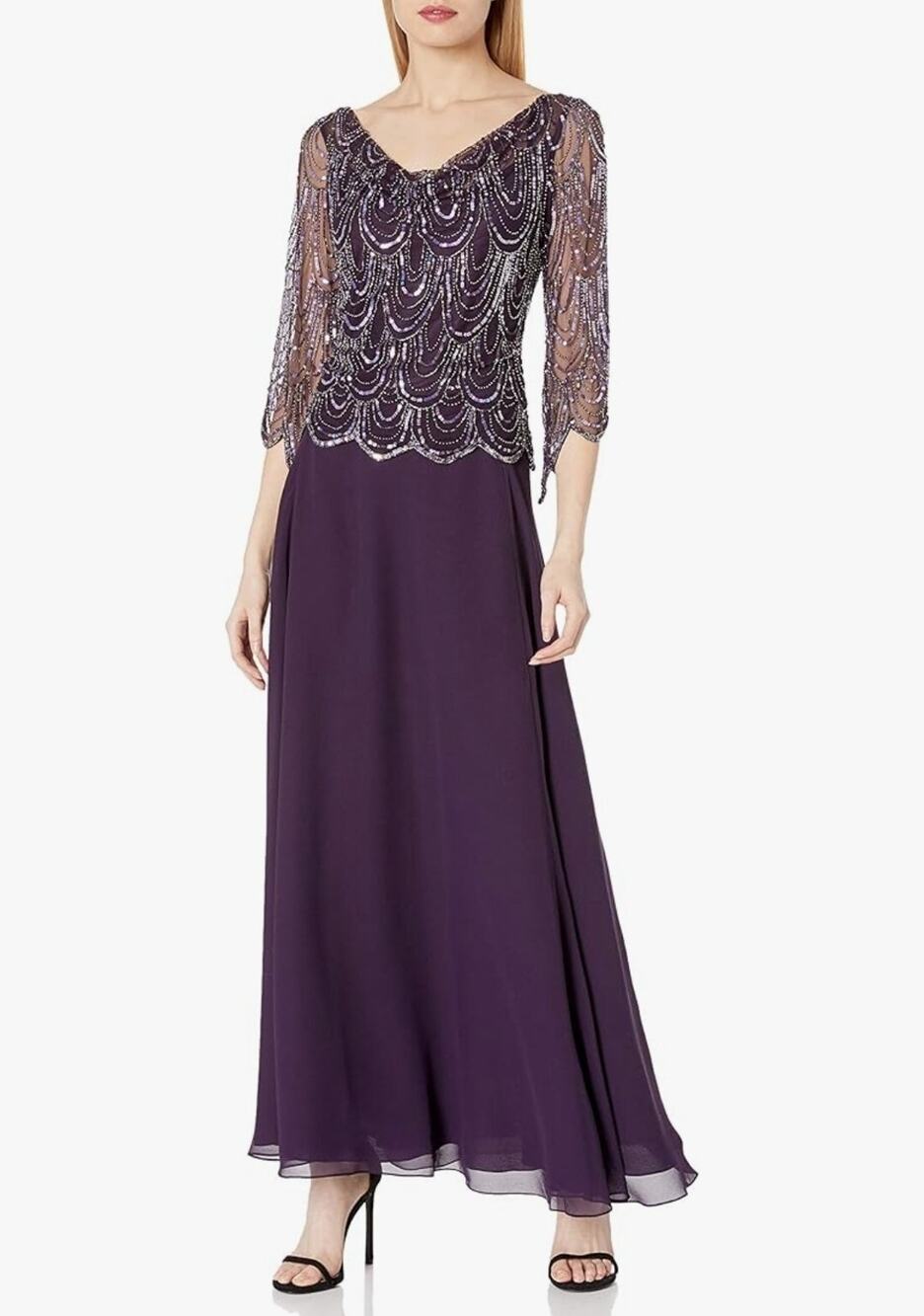 J Kara Women's Sleeveless Beaded Pop Over Long Dress - size 20W